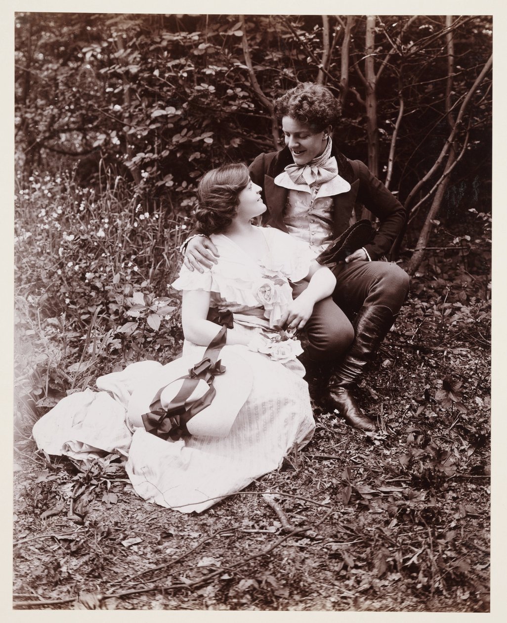 Edwardiansk portræt, par i kjole fra det 19. århundrede af John Pardon