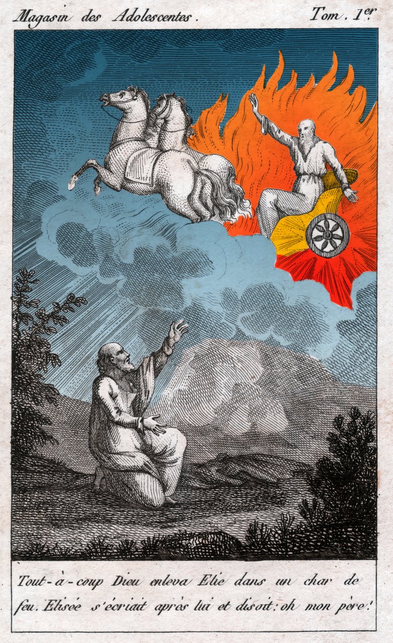 Elias tager til himlen, omkring 1880 (gravering) af . .