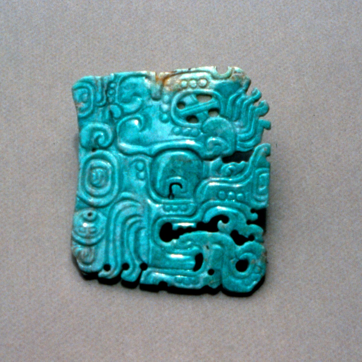 Gravering af Itzamna fra en grav i Topoxte, Peten, Guatemala, klassisk periode, ca. 300-900 e.Kr. (jade) af Hippolyte Lalaise Devéria