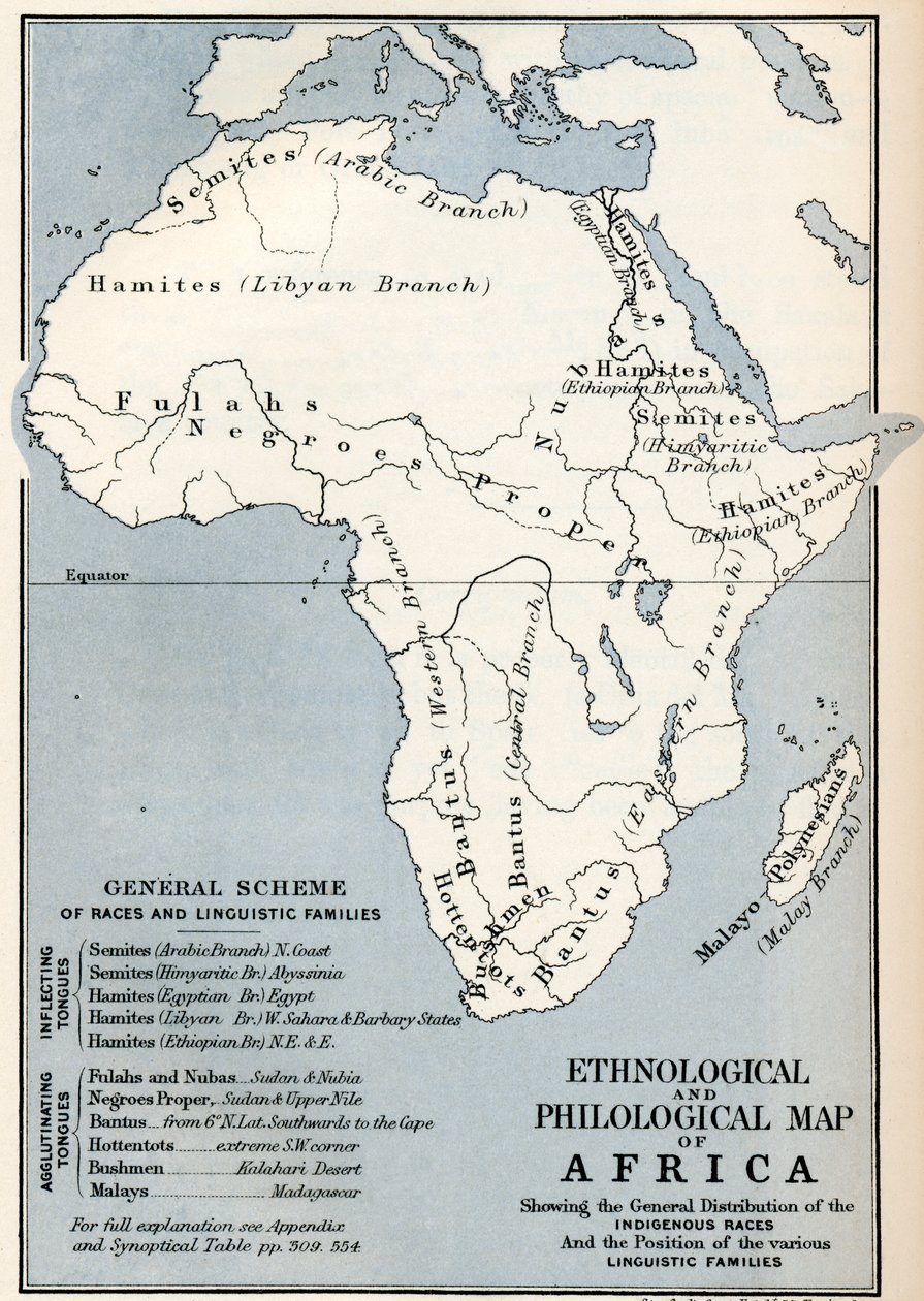 Etnologisk og filologisk kort over Afrika, som det var i det 19. århundrede, fra 
