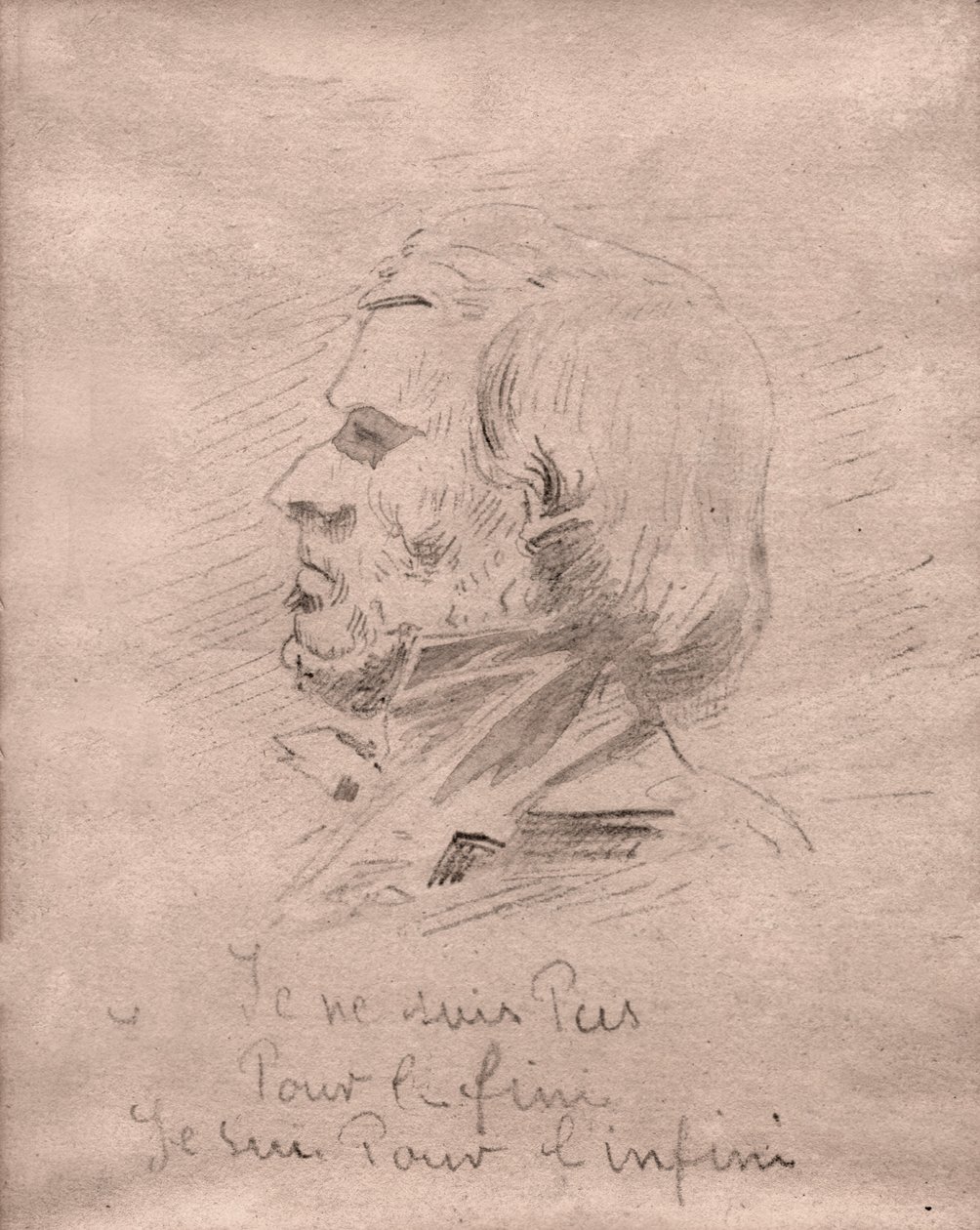 Eugene Delacroix "Jeg er ikke for mål, jeg er for uendelighed." omkring 1850 (tegning) af . .