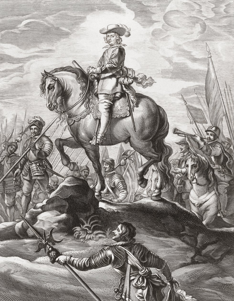 Ferdinand af Østrig leder tropper over Alperne, juli 1634 af . .