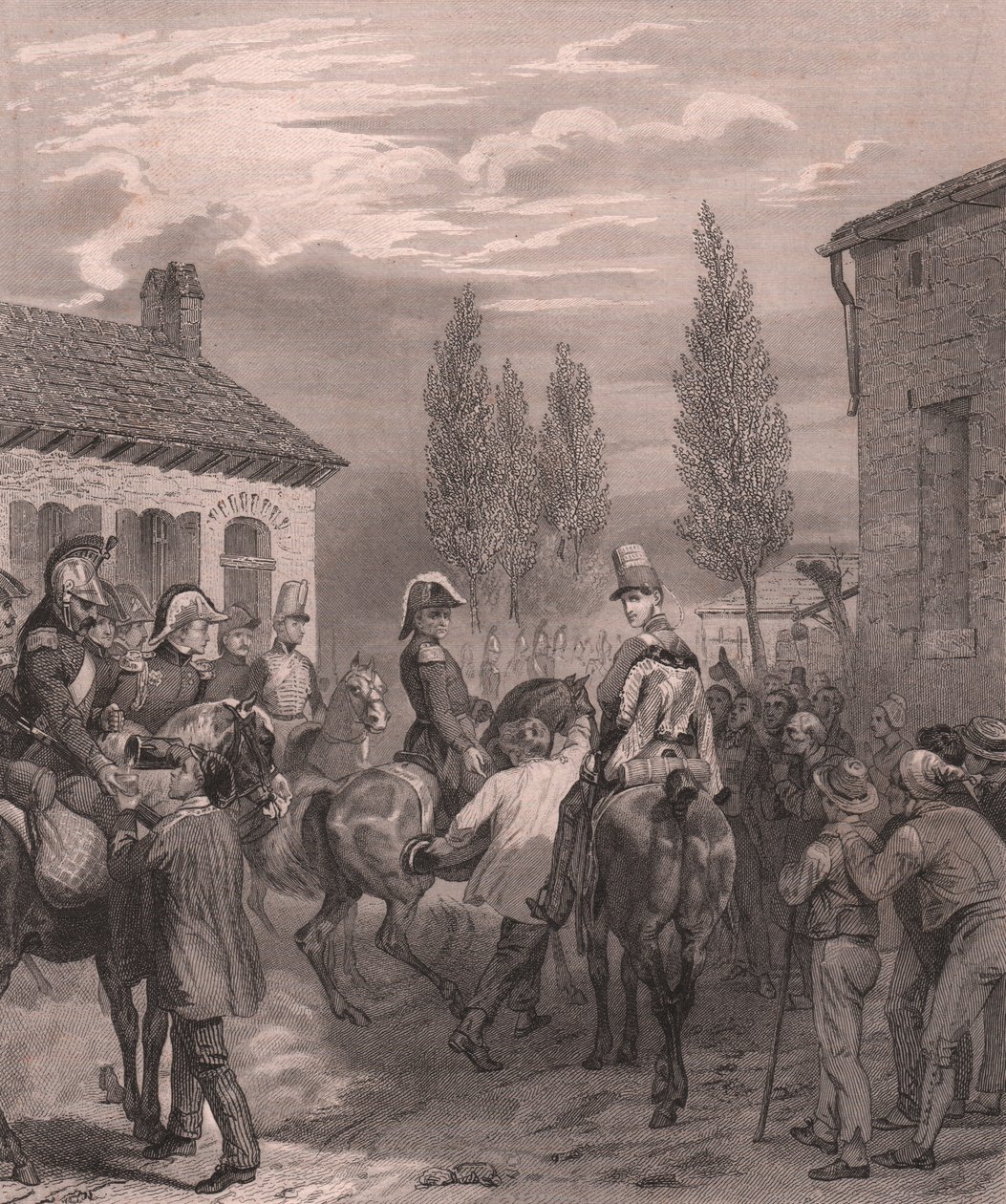 Fransk hær på vej ind i Belgien, august 1831, stålgravering på porcelænspapir af William Walcutt