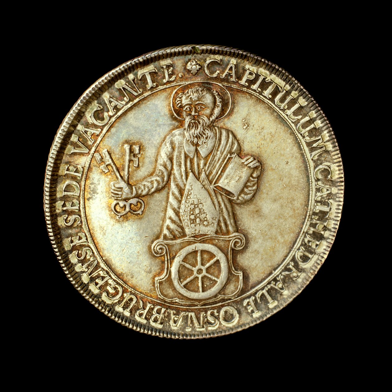 Tysk mønt, der viser en figur i fuld længde af St. Peter, bispesædets skytshelgen af Hippolyte Lalaise Devéria