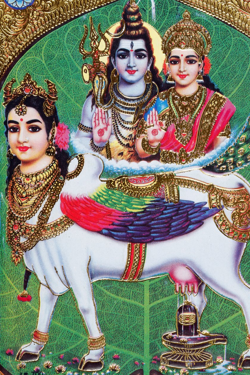 Den hinduistiske gud Shiva og gudinden Parvati. af . .