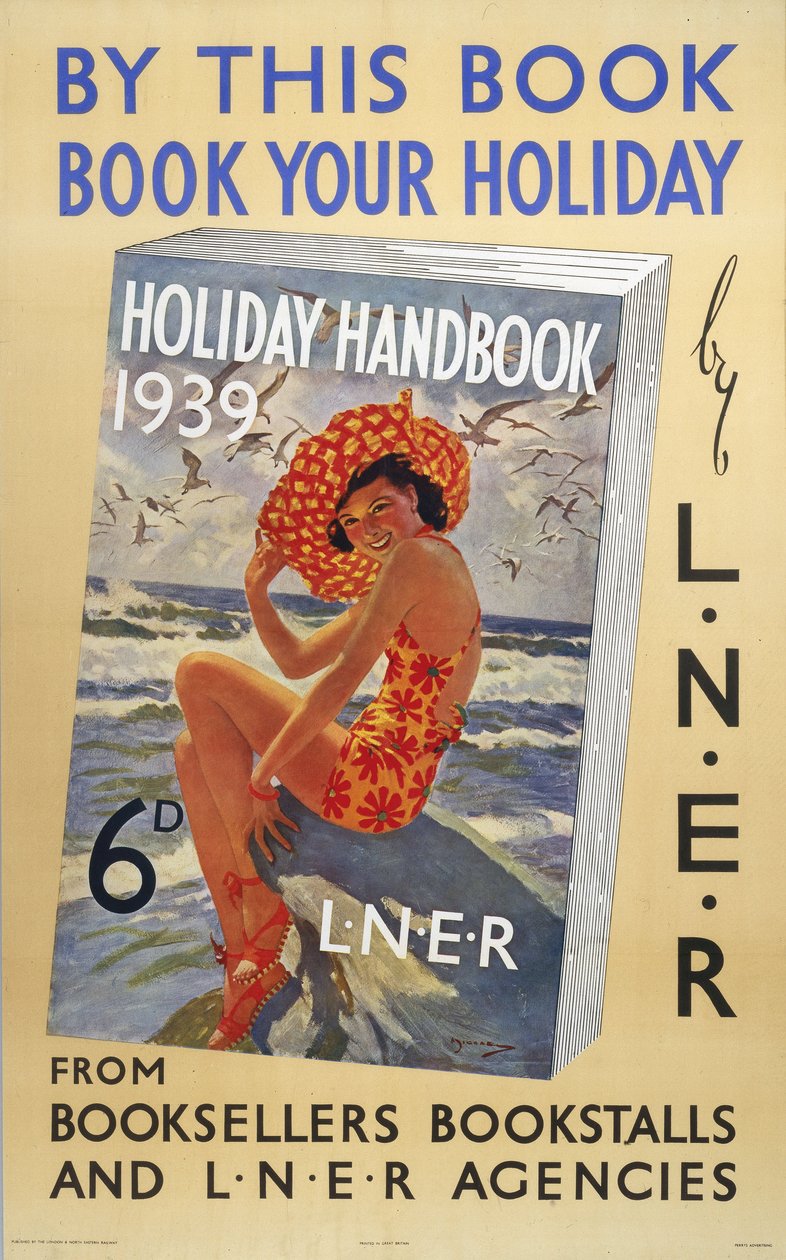 Holiday Handbook 1939", plakat fra LNER af Ferdinand Georg Waldmuller
