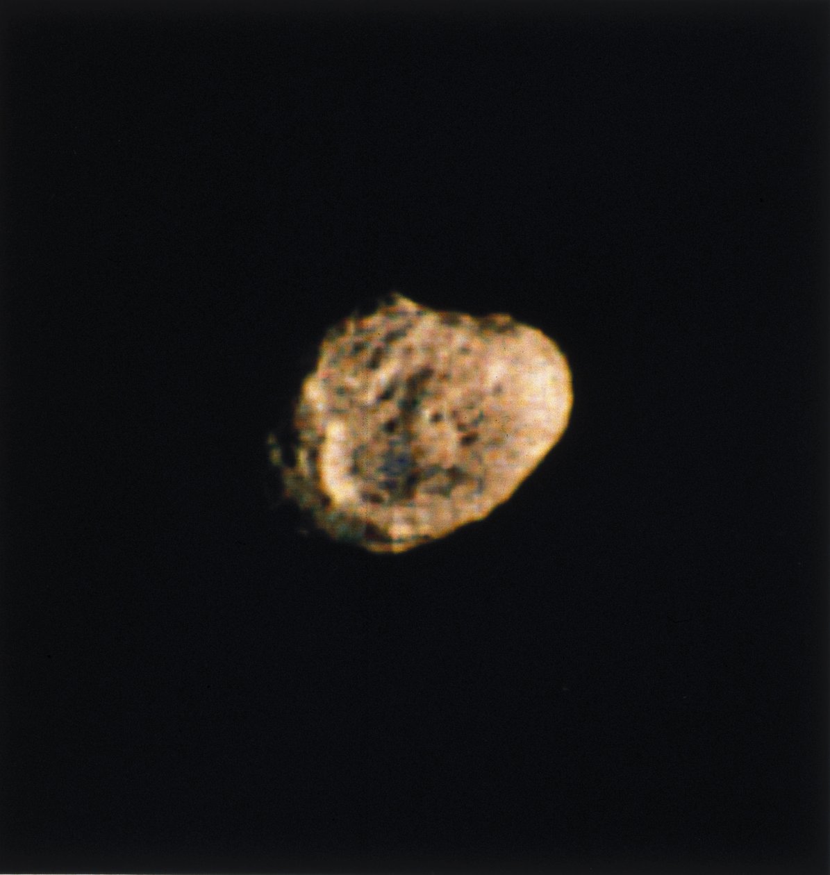 Hyperion, en af Saturns måner, fotograferet af Voyager 2 af Ferdinand Georg Waldmuller