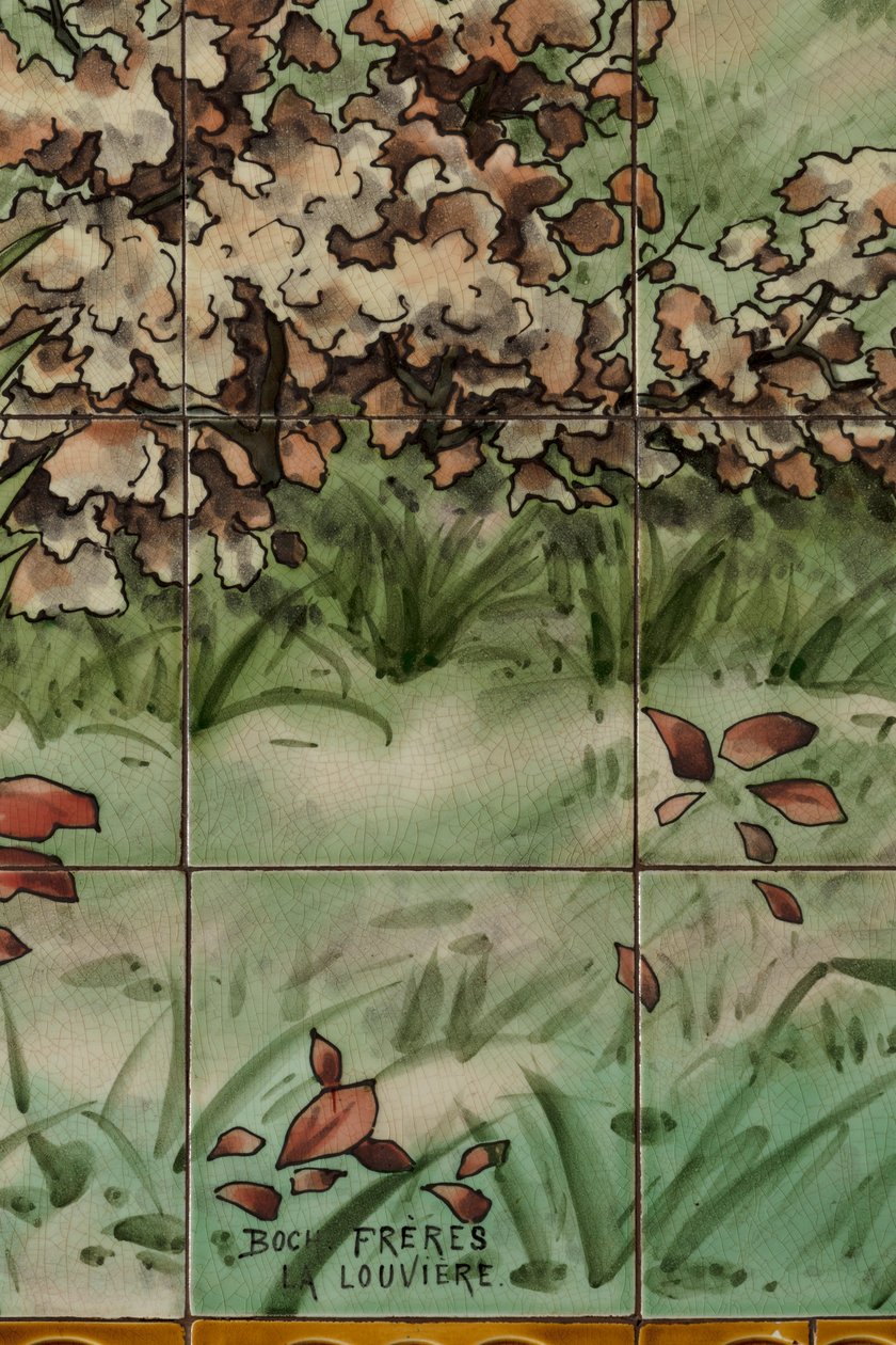 Indvendigt billede, flisepanel, maler Furcy Ernest Tondeur, udfører Boch Frères La Louvière, andet panel, detalje af . .