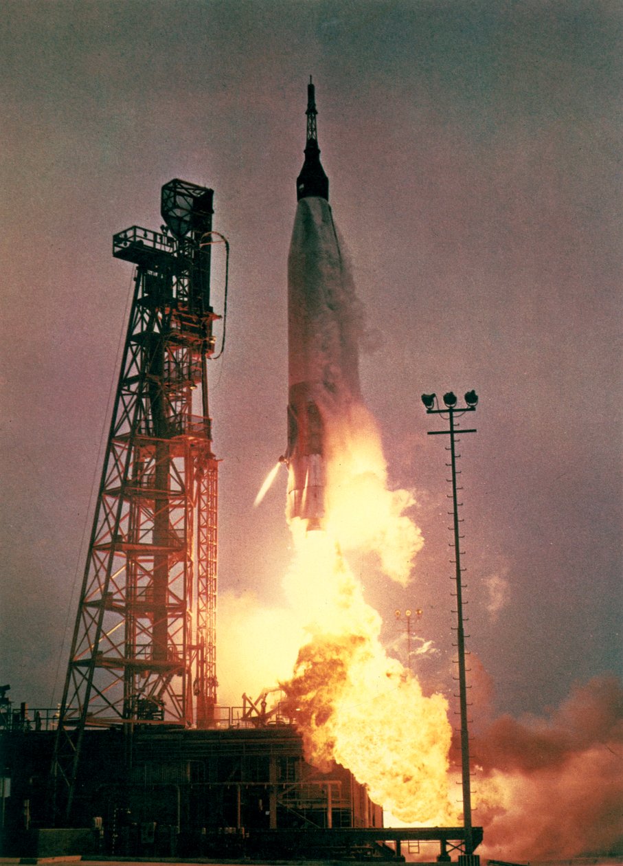 Bemandet rumflyvning, USA, Mercury/Gemini Opsendelse af Atlas-raketten, der bragte astronauten John Glenn i kredsløb af Frederick (attr. to) Barnard