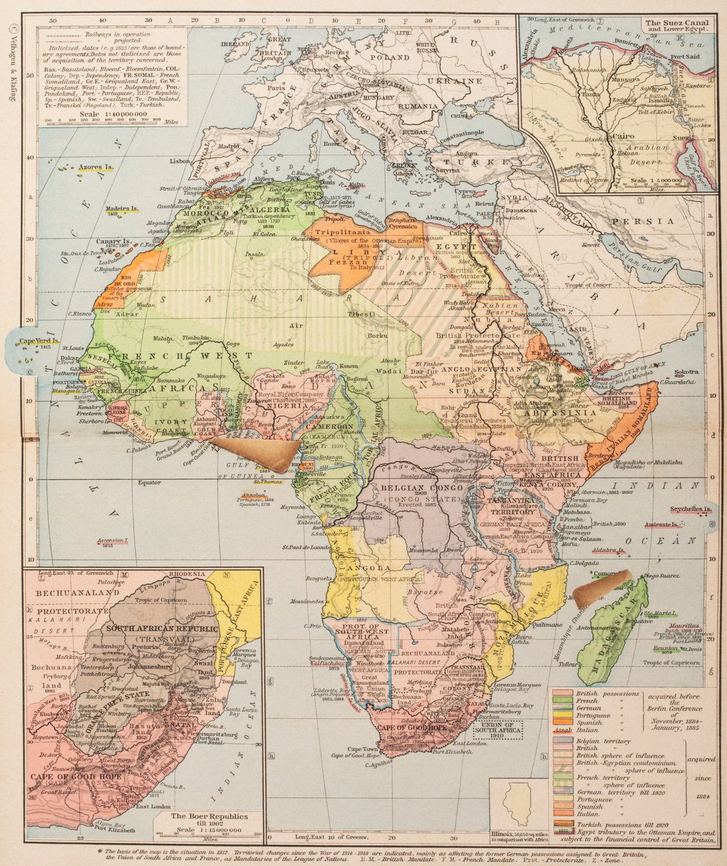 Kort, der viser Afrikas opdeling af . .