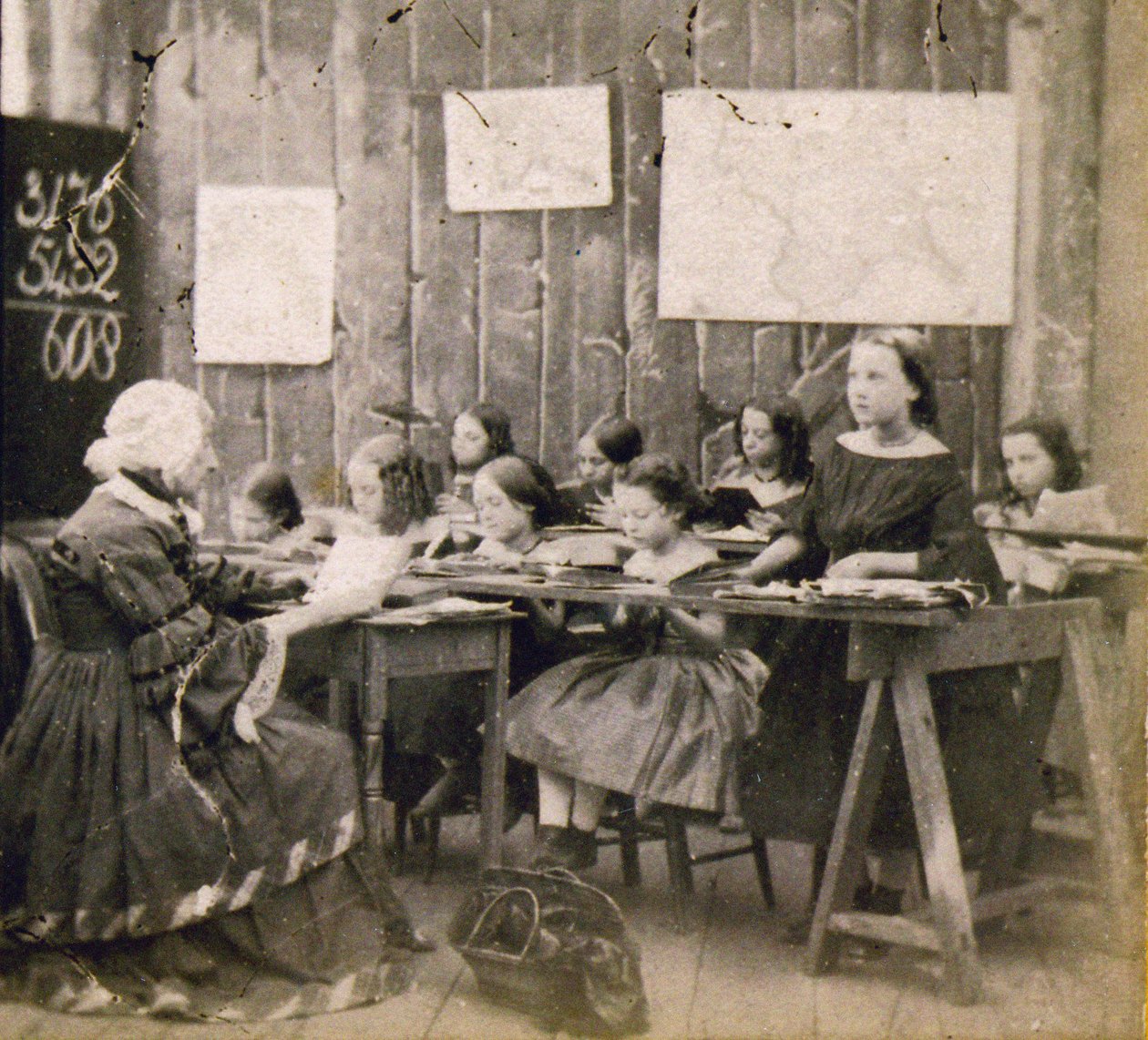 Matematiklektion, ca. 1890 (foto) af Frederick (attr. to) Barnard