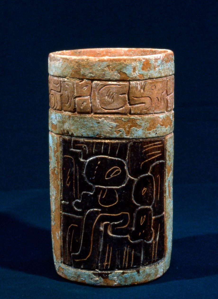 Maya-begravelsesfartøj fra Tikal, Peten, Guatemala, klassisk periode, ca. 300-900 e.Kr. (keramik) af Hippolyte Lalaise Devéria