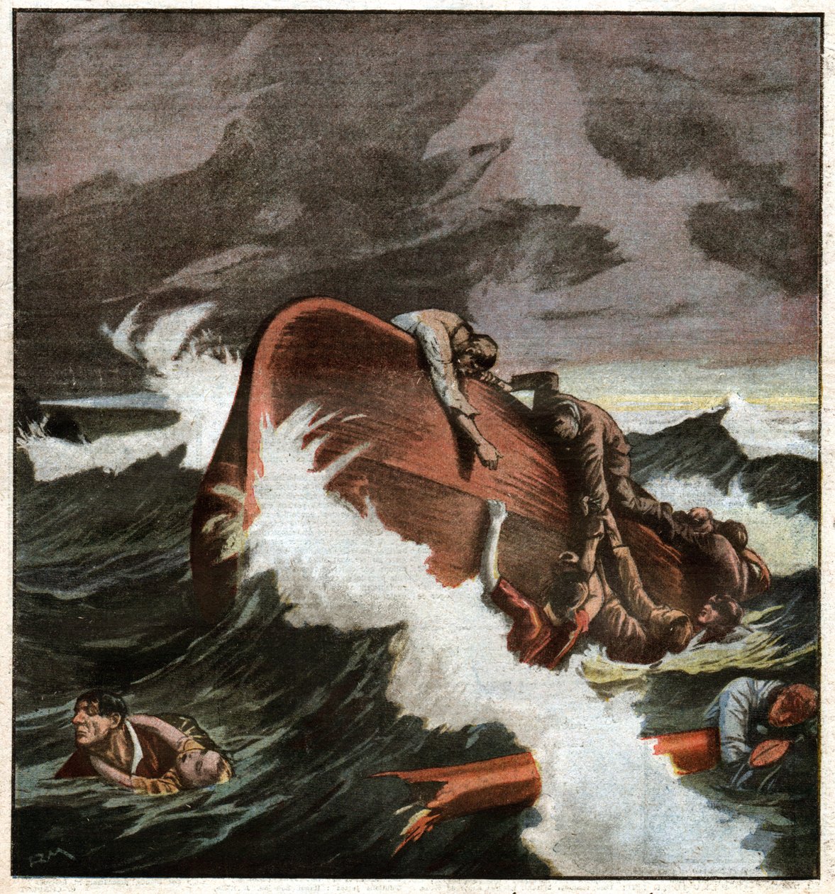 Forlis af en båd i Middelhavet. Forlis i Middelhavet. af Ferdinand Georg Waldmuller