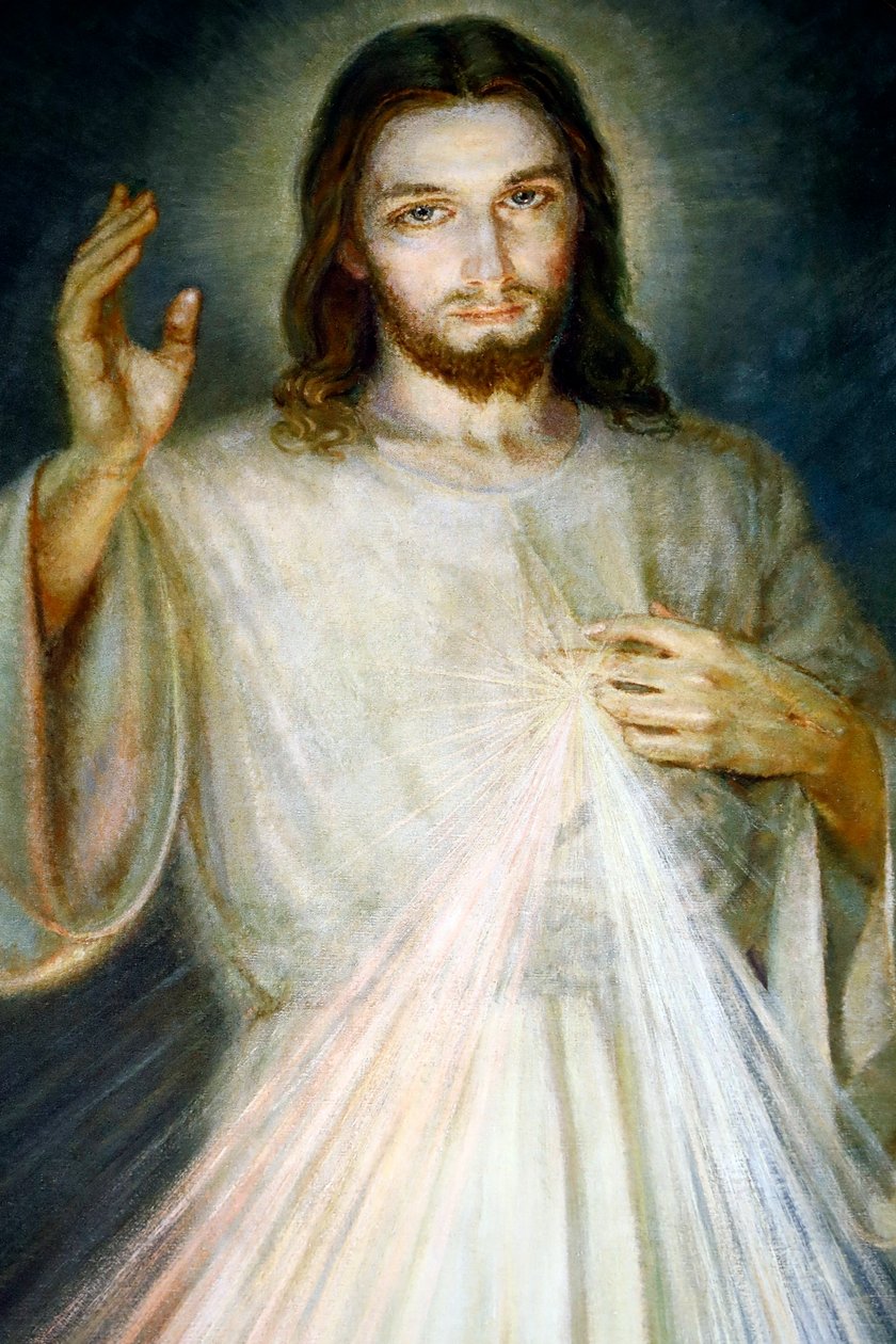 Notre Dame de Plainpalais kirke. Jesus den guddommelige barmhjertighed, jeg stoler på dig. Frankrig. af . .