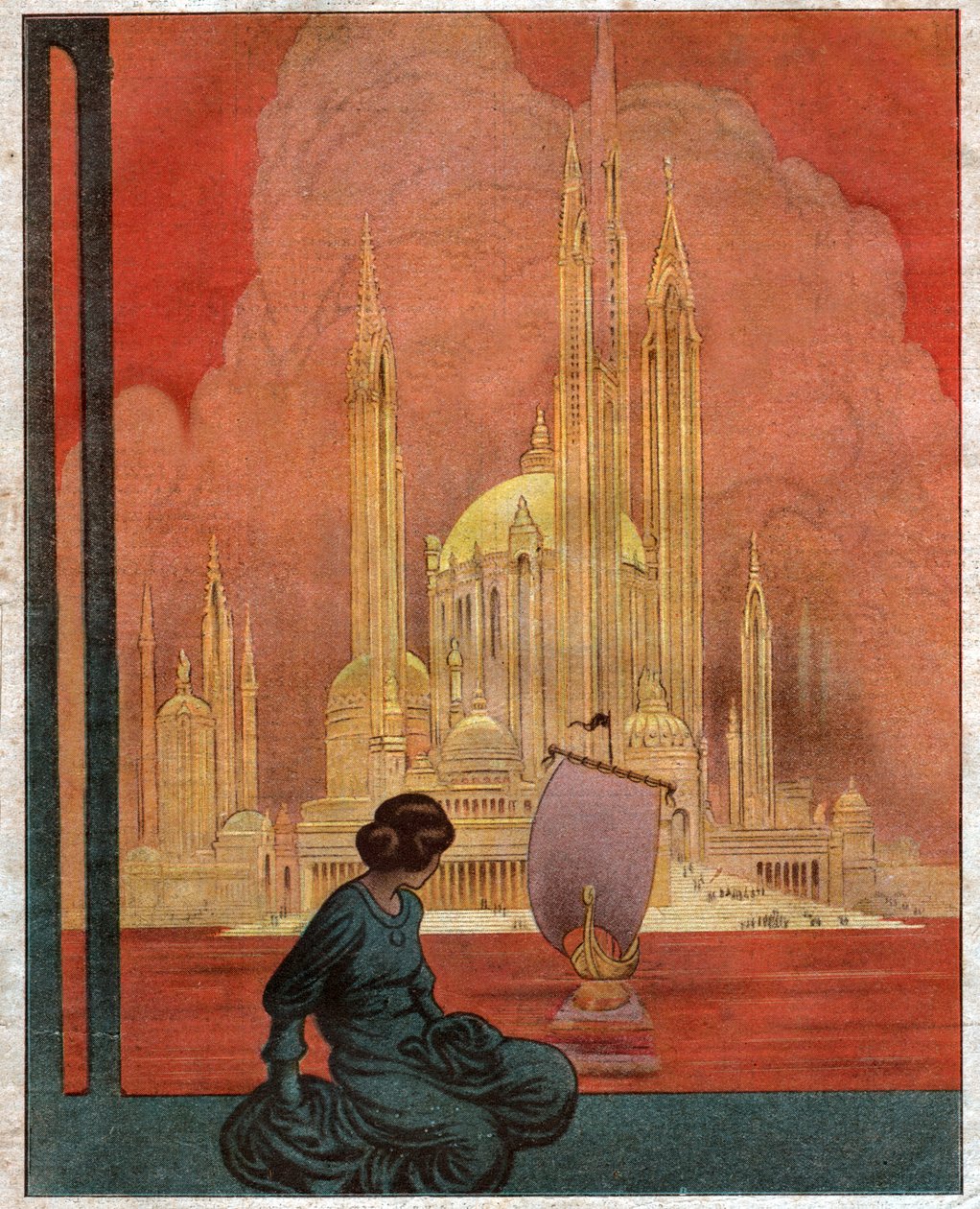 Panorama af en utopisk by. 1922 (illustration) af . .