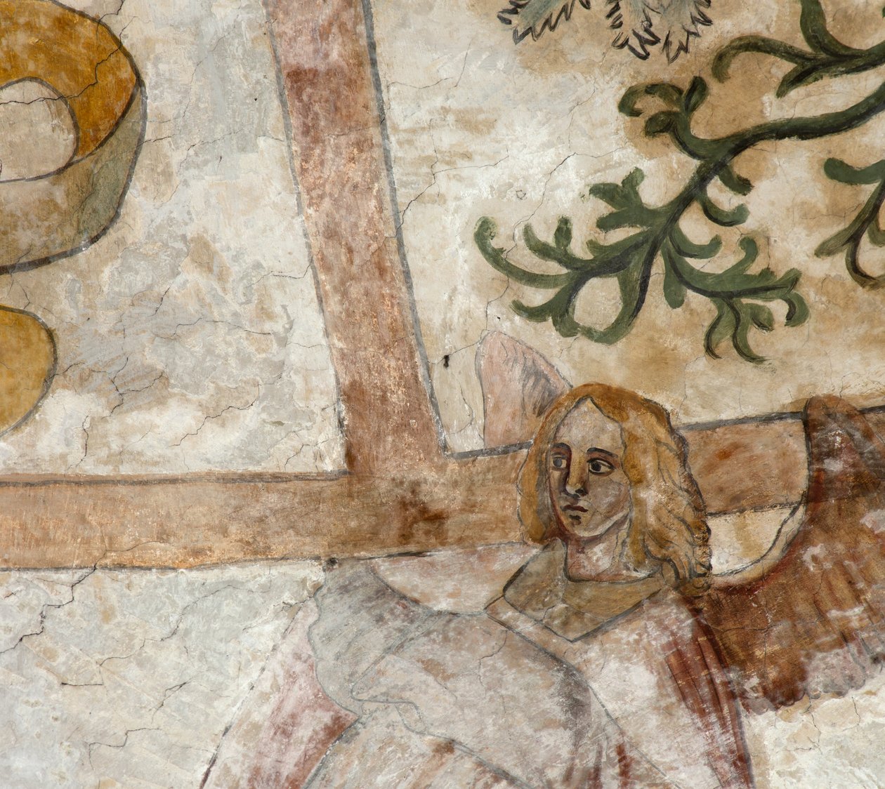 Sognekirke (Parochiekerk Sint-Martinus). Interiør. Nordlig krydsning. Vægmalerierne på hvælvingerne. af . .