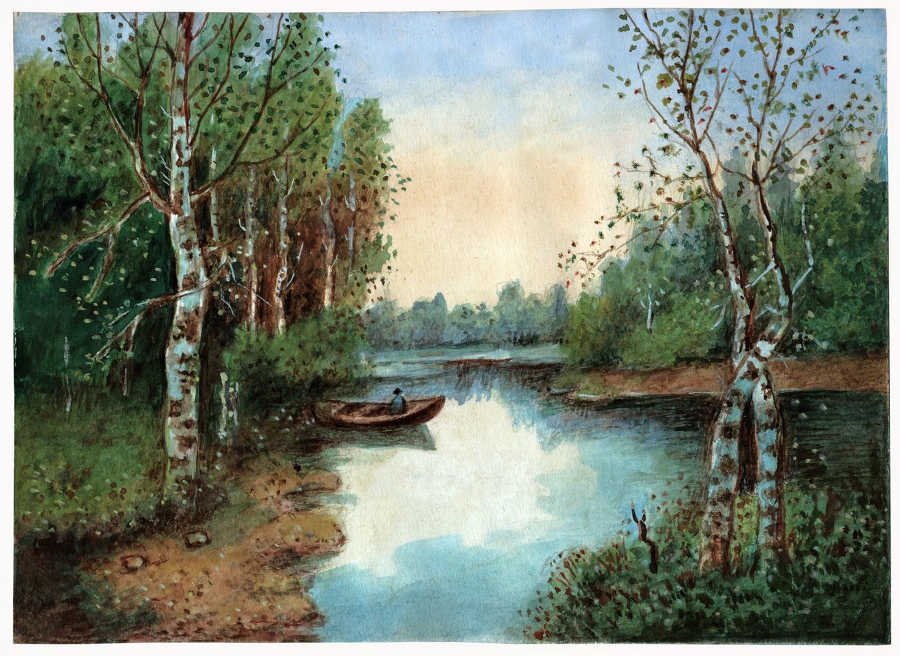 Dam med båd, ca 1930 af . .