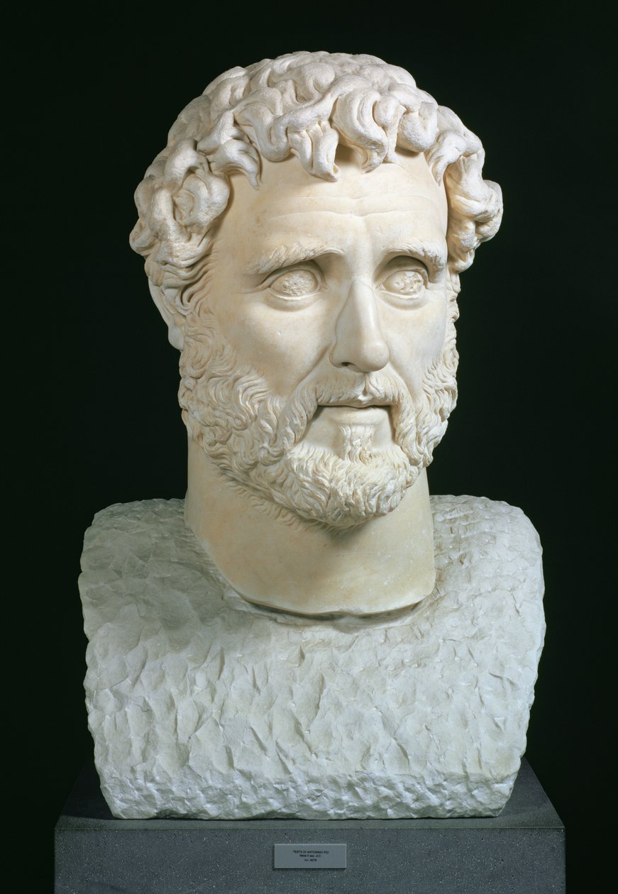 Portrætbuste af kejser Antoninus Pius (86-161) fra Caracalla-badene, Rom, ca. 140 (marmor) af Hippolyte Lalaise Devéria