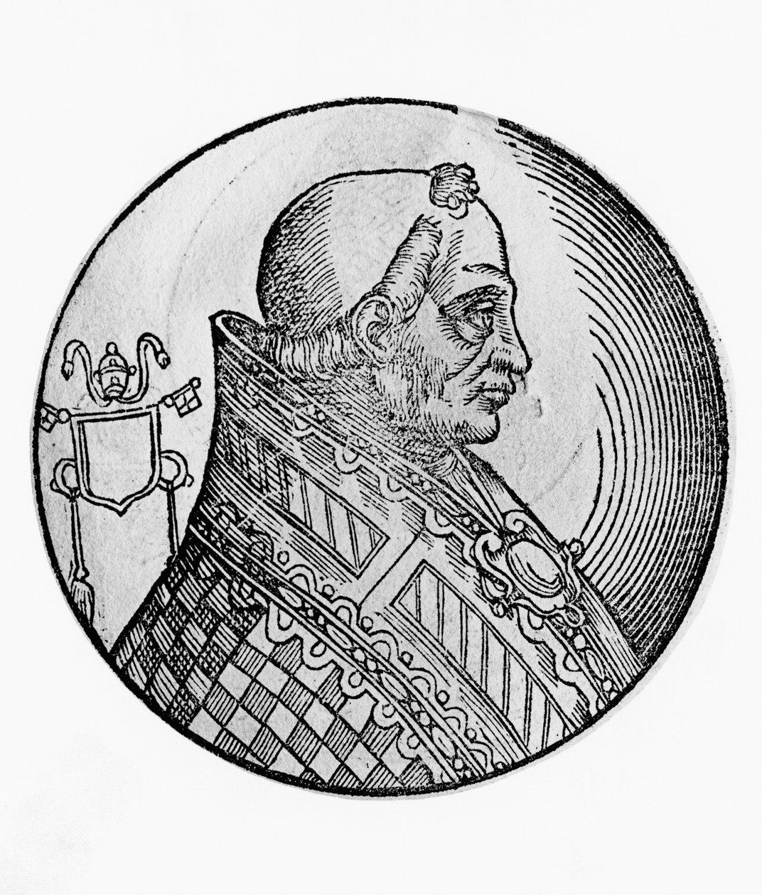 Portræt af Boniface II (død 532), 55. pave i den katolske kirke fra 530, gravering af William Walcutt