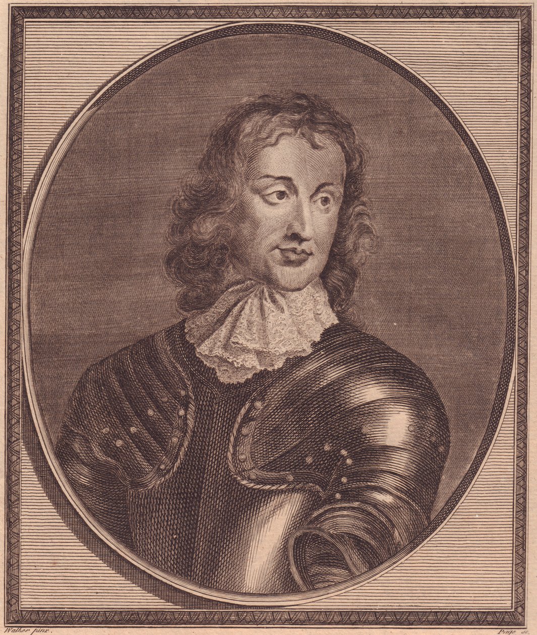 Portræt af den britiske general og politiker John Lambert (1619-1684), kobberstik af John Goldar (1729-1795) fra maleri af Robert Walker af William Walcutt