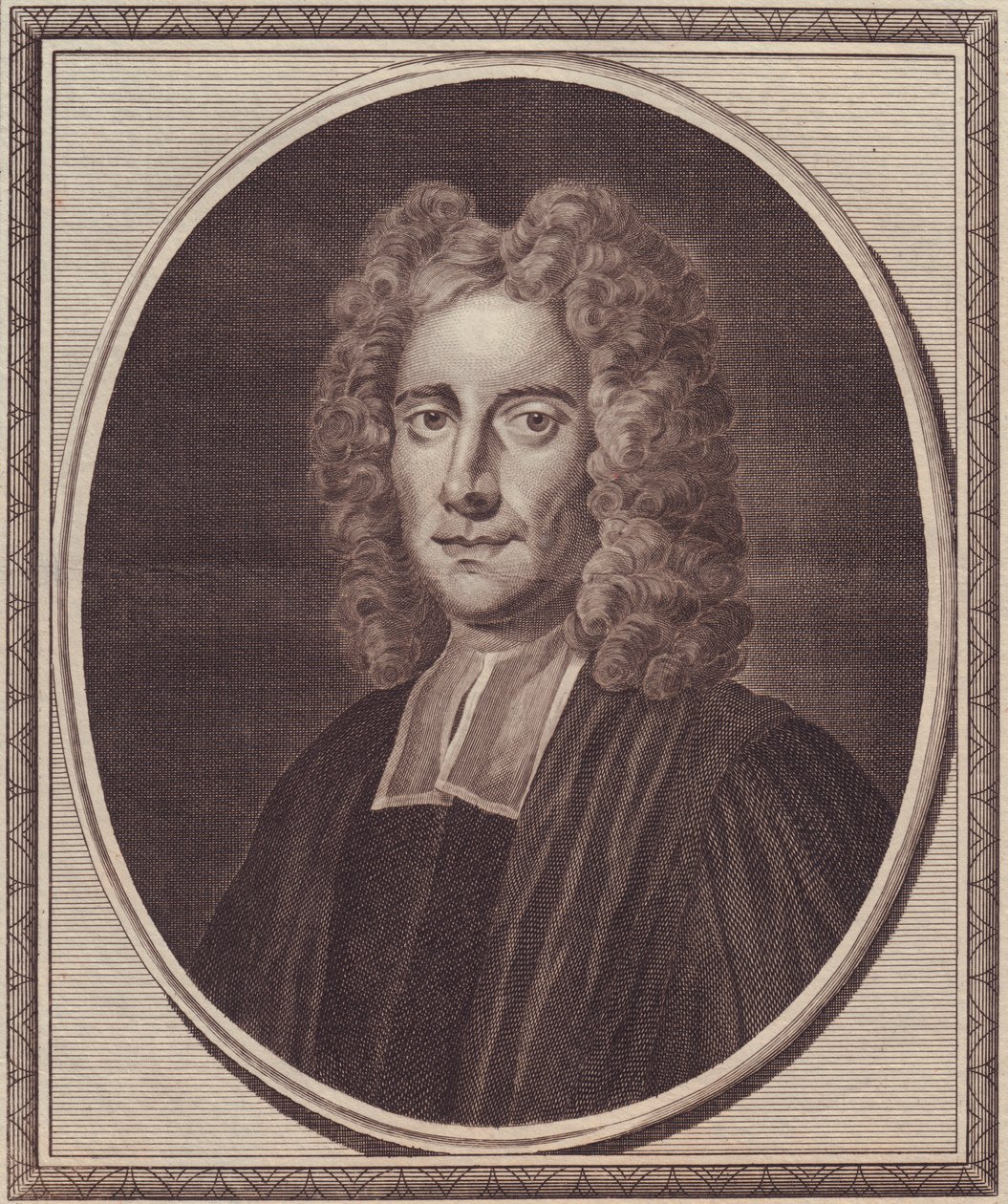 Portræt af den engelske filosof Samuel Clarke (1675-1729), kobberstik af John Goldar (1729-1795) fra maleri af Gibson af William Walcutt