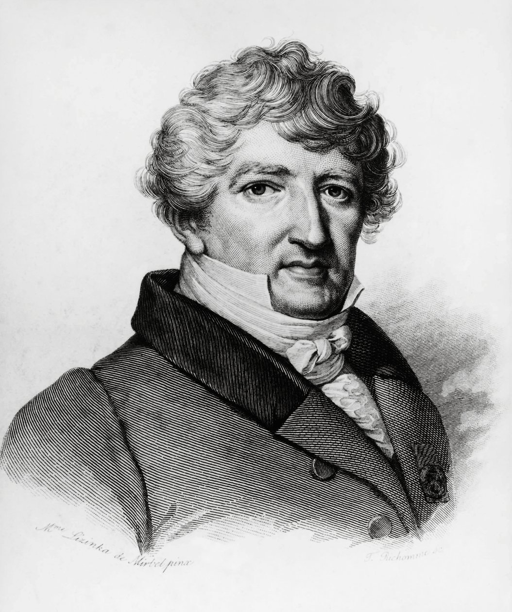 Portræt af Georges Leopold Chretien Frederic Dagobert Cuvier (1769-1832), fransk biolog, kobberstik af William Walcutt