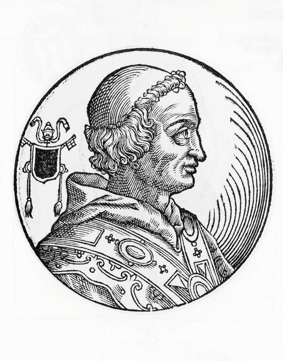 Portræt af Johannes 5. (635-686), den 82. pave af den katolske kirke fra 685, gravering af William Walcutt