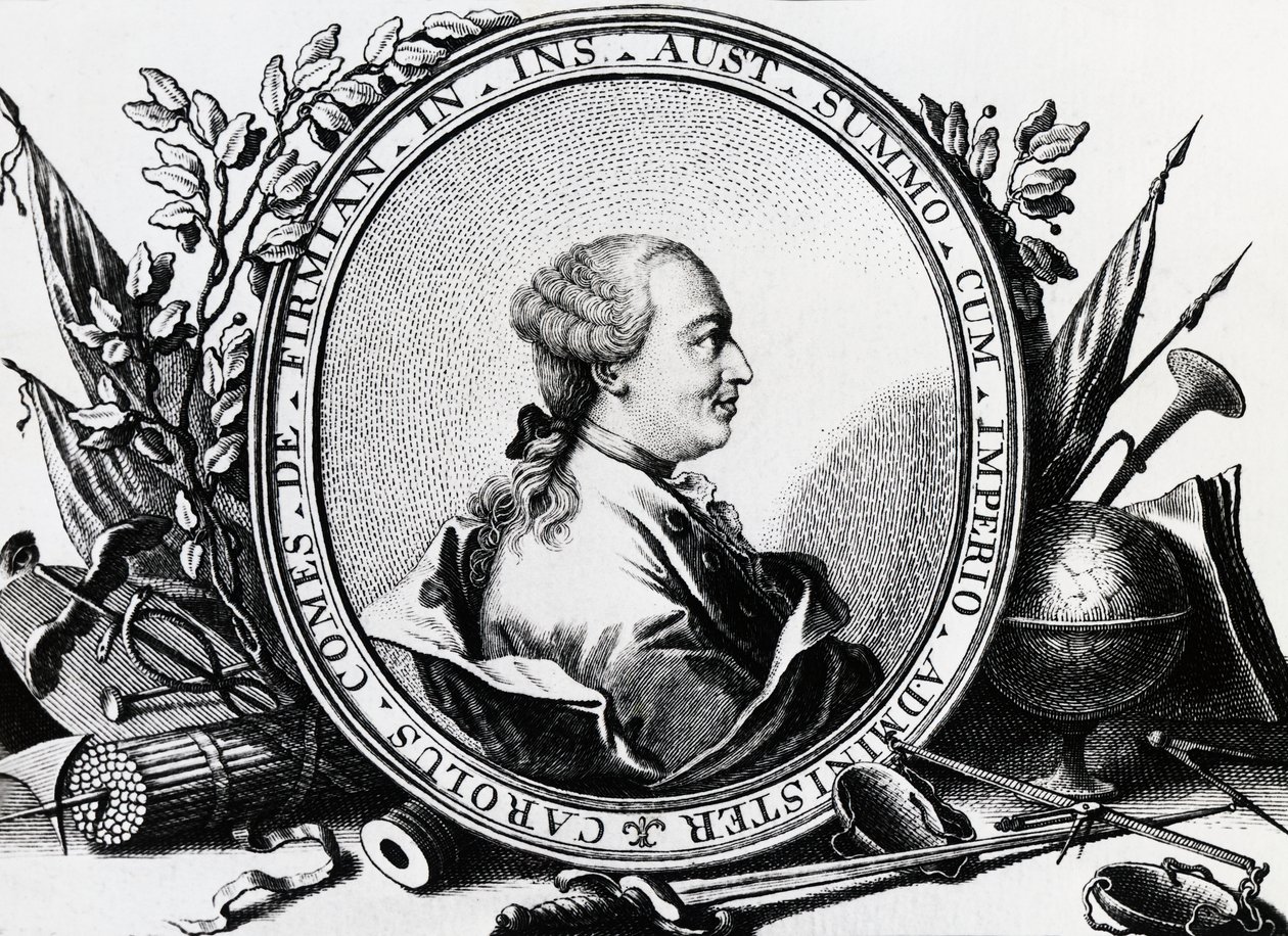 Portræt af Karl Joseph von Firmian (1716-1782), østrigsk politiker, gravering af William Walcutt