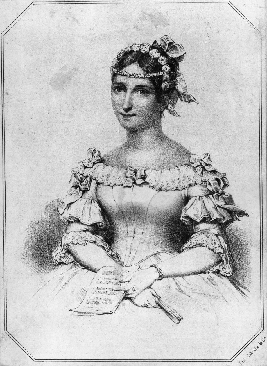 Portræt af Laura Cinti-Damoreau (1801-1863), fransk sopran, litograf af William Walcutt