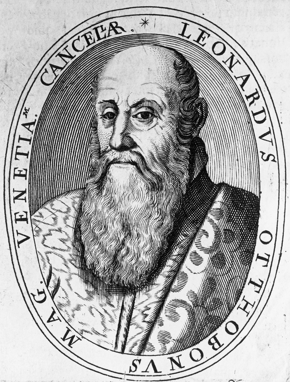 Portræt af Leonardo Ottoboni (16.-17. århundrede), storkansler i Venedig, gravering af William Walcutt