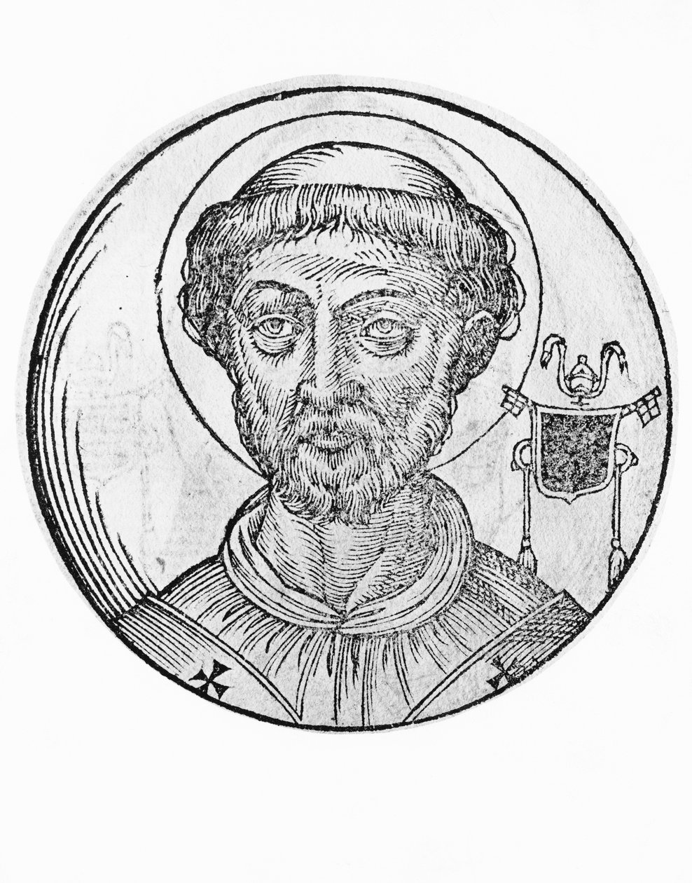 Portræt af Sankt Anastasius I (Anastasio de Massimi, død 401), 39. pave i den katolske kirke fra 399, gravering af William Walcutt