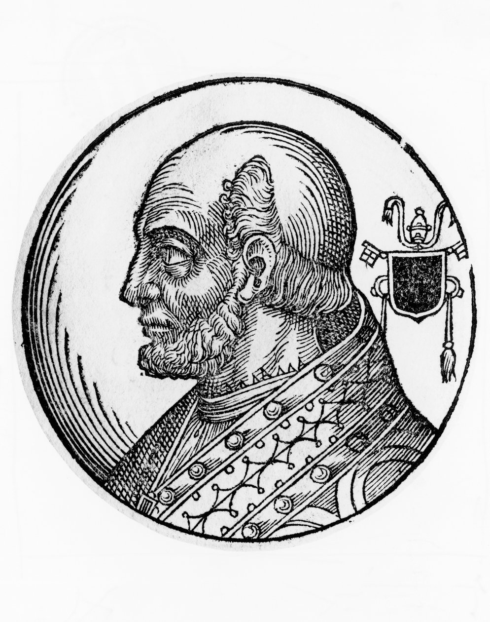 Portræt af Theodorus I (død 649), den 73. pave af den katolske kirke fra 642, gravering af William Walcutt