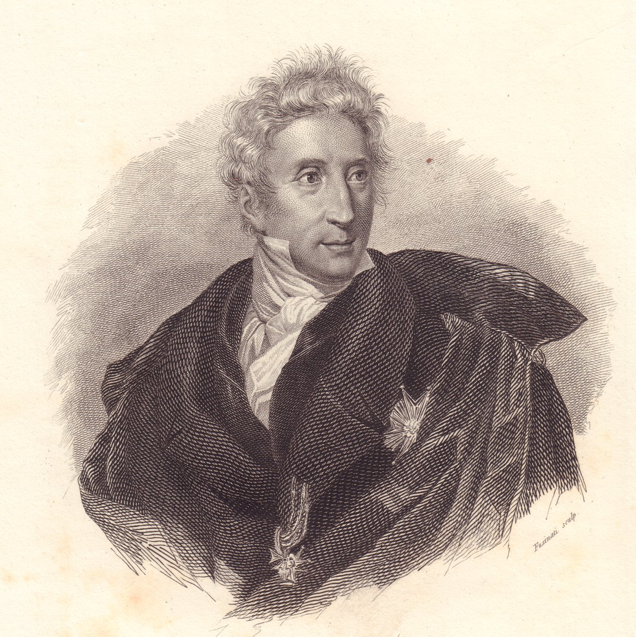 Portræt af kunsthistorikeren Leopoldo Cicognara (1767-1834), kobberstik af Fusinati efter et portræt af Lipparini af William Walcutt