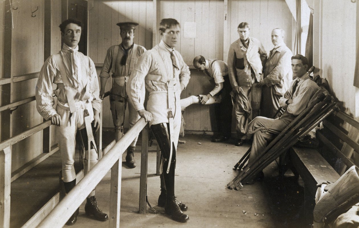 Proteser Soldater iført kunstige ben, c 1915-1918 af Ferdinand Georg Waldmuller