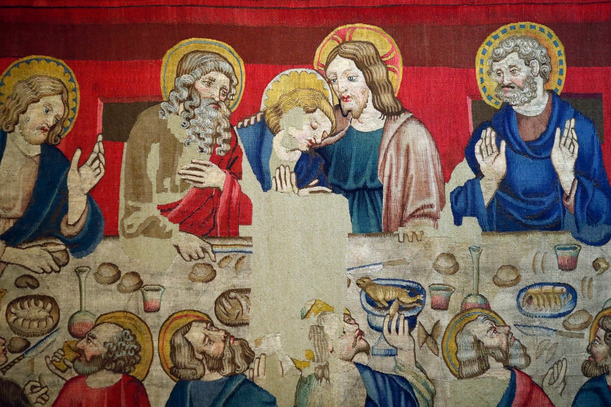 Sankt Markus museum. Tapet i uld med episoder fra Kristi lidenskab. Den sidste nadver. af . .
