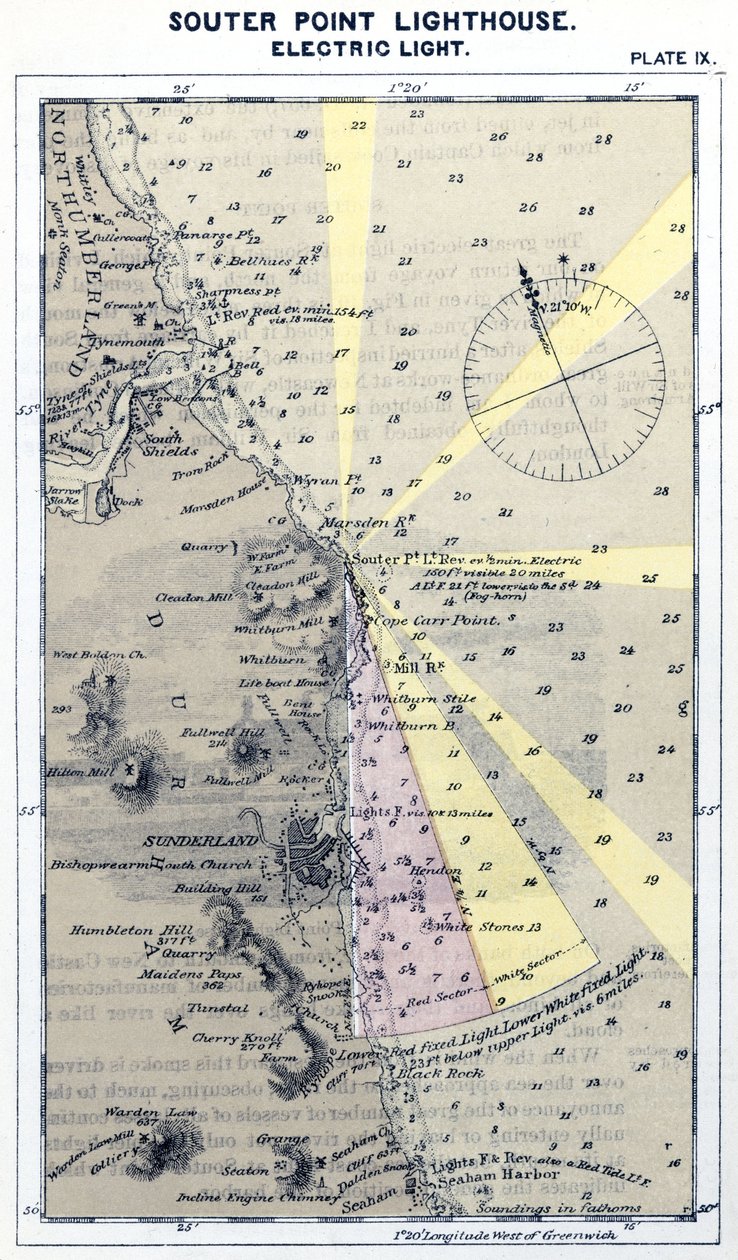 "Souter Point Fyrtårn af Frederick (attr. to) Barnard