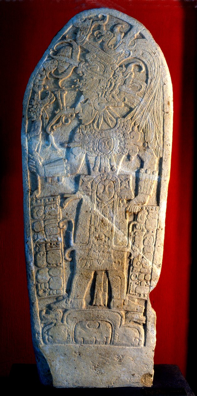 Stela 4 fra Machaquila, Peten, Guatemala, sen klassisk periode, 6. maj 820 e.Kr. (sten) af Hippolyte Lalaise Devéria
