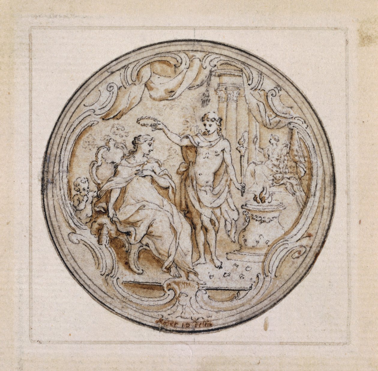 Undersøgelse af ornamental design til urkasse, By Moser, England af William Walcutt