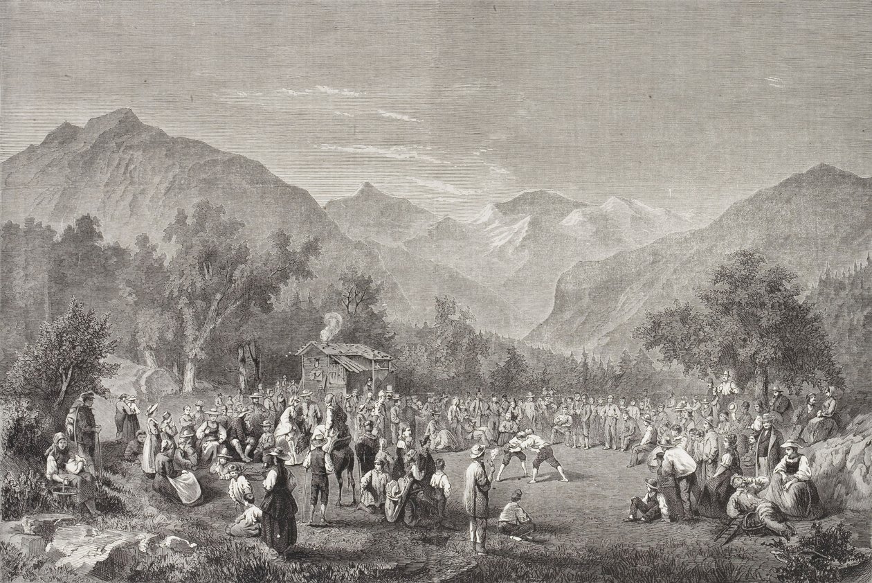 Schweiz Unspunnenfest (s/h-billede) af Frederick (attr. to) Barnard