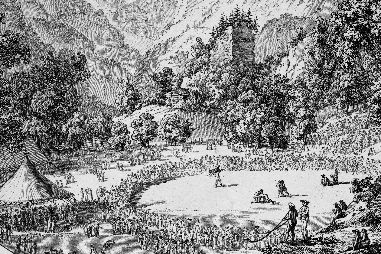 Schweiz Unspunnenfest 1805 (s/h-billede) af Frederick (attr. to) Barnard