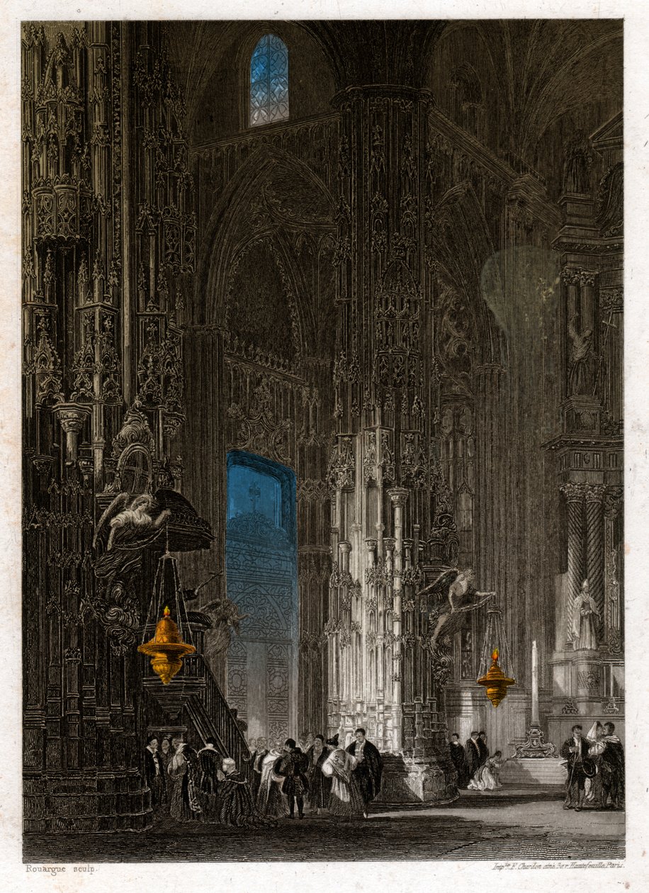 Frelserens katedral i Jerez de la Frontera (Xeres). omkring 1840 (gravering) af . .