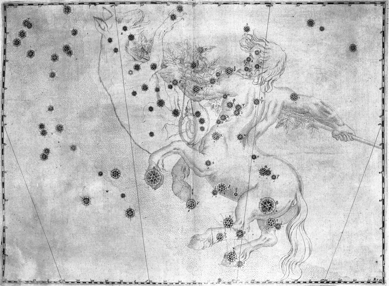 Stjernebilledet Centaurus, med Alpha Centauri af Frederick (attr. to) Barnard