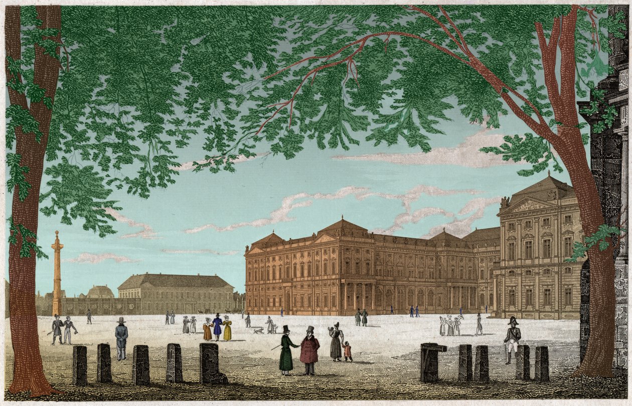 Residensen af Würzburg, slottet Princes Eveques en Bavarie. ca. 1850 (gravering) af . .