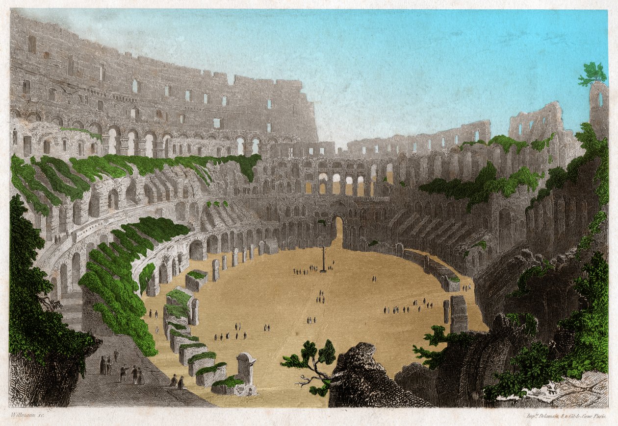 Ruinerne af Colisee i Rom. ca. 1840 (gravering) af . .