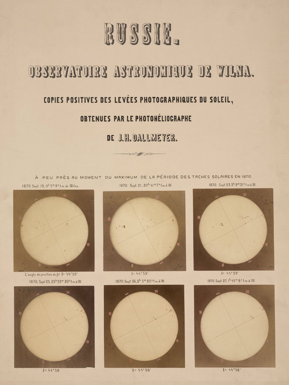 Solen, fotograferet med en Dallmeyer heliograf, Vilnius, Litauen af Frederick (attr. to) Barnard