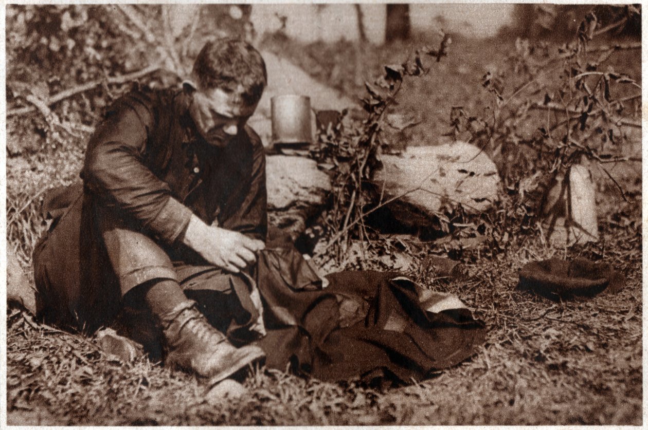 Vagabond gengiver sit tøj. 1929 (tryk) af . .