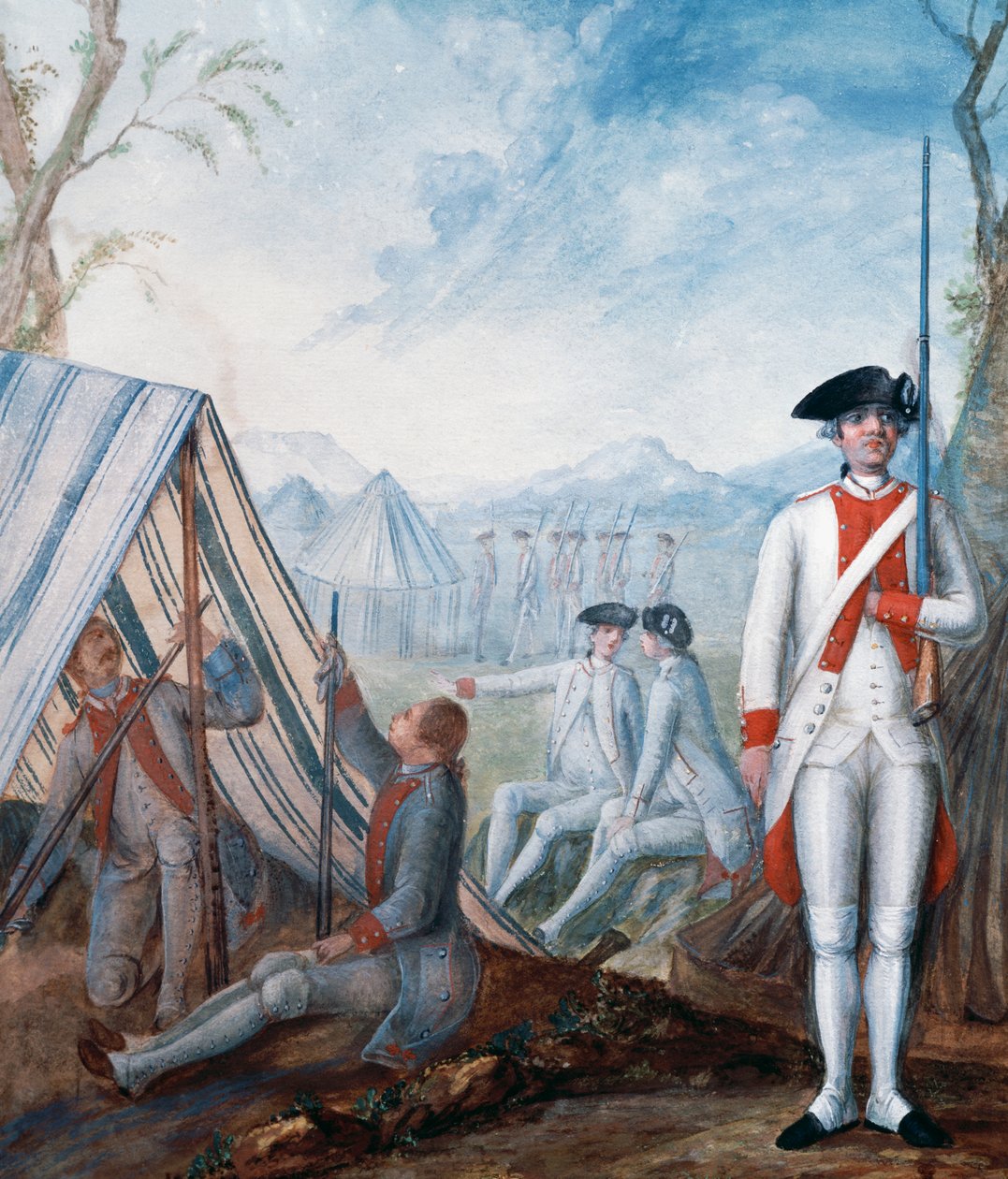 Uniformer af det franske infanteri under den amerikanske uafhængighedskrig, gouache af Nicolas Hoffmann, USA af William Walcutt