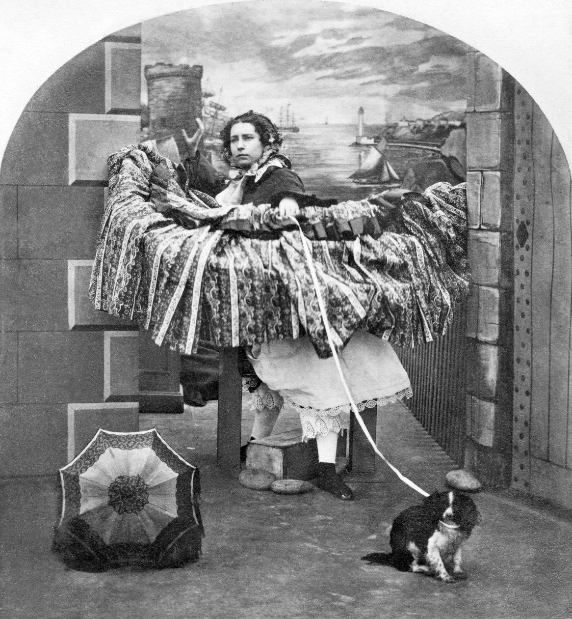 Storbritannien : Stereoskop med titlen A Stylish Affair, c1860 af Ferdinand Georg Waldmuller