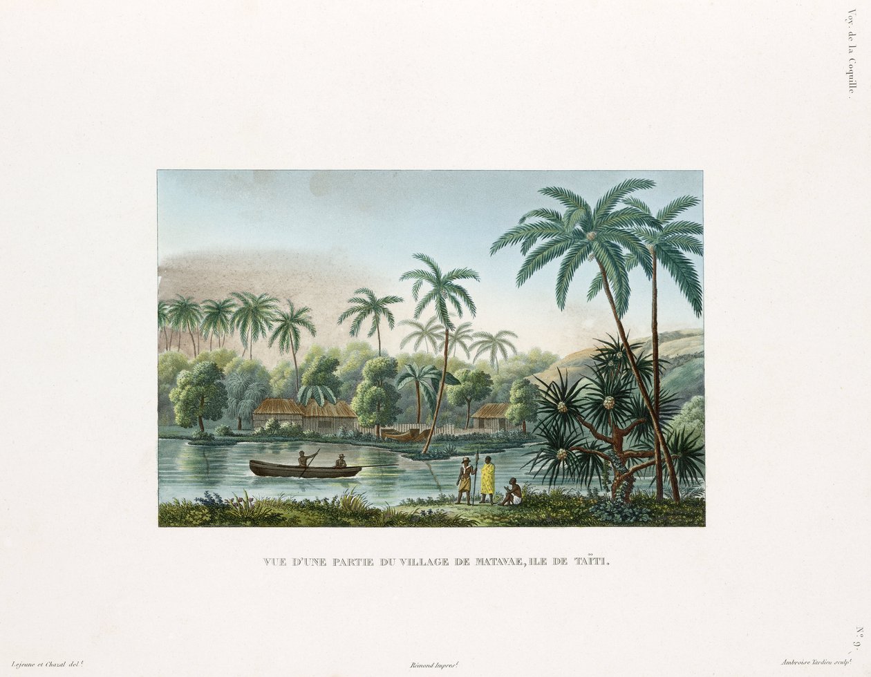 Udsigt over en landsby ved Matavai, øen Tahiti af Frederick (attr. to) Barnard