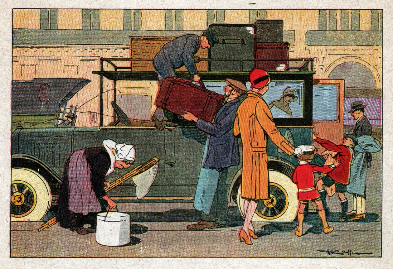 Kør i bil. Rejse i en bil. af Ferdinand Georg Waldmuller